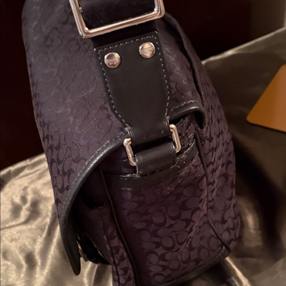 Coach BlackSignature Canvas and Leather Messenger /Crossbody Bag M1182-F70283 - Picture 3 of 15